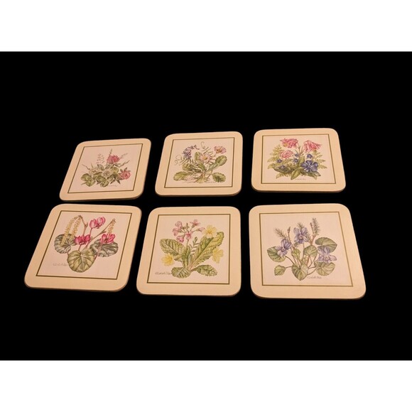 Clover Leaf Melamine Cork Back Botanical Table Mats Boxed Set of 6 - UK VTG MCM - Picture 4 of 16